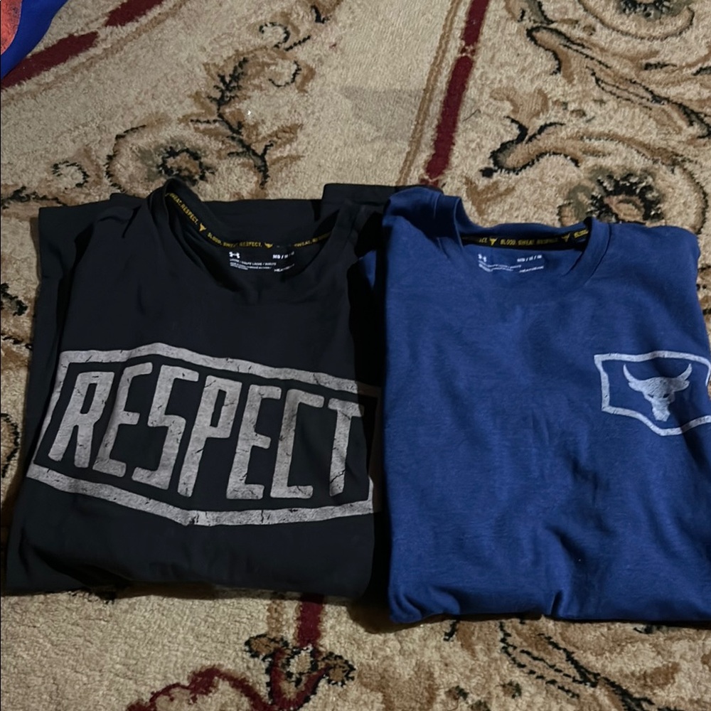 Under Armour Men's Black and Blue Respect Shirts